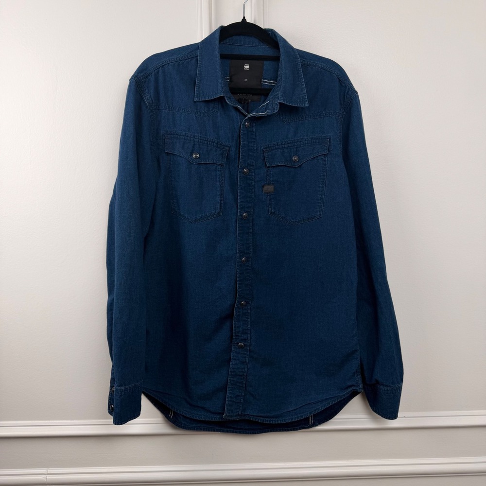 G-Star Raw 3301‎ Denim Shirt Mens Medium Blue Long Sleeve Button Up